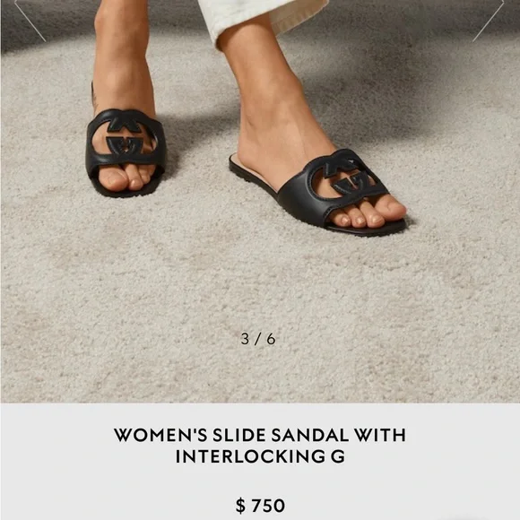 Gucci Women's Black Logo Slide Sandals - Picture 5 of 6